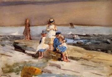 Niños en la playa Realismo pintor marino Winslow Homer impresionismo Pinturas al óleo